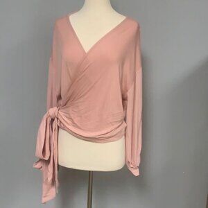 Du Jour Pink Wrap Top Shirt Size Medium